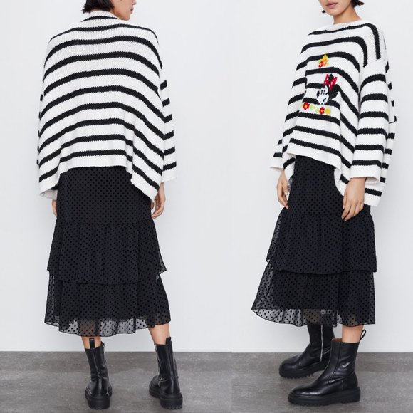 NEW Zara Mickey Minnie Mouse Disney Stripe Sweater - Picture 2 of 14